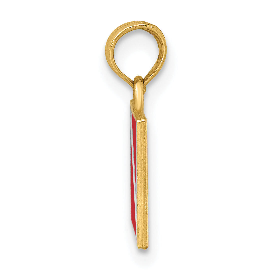 14K Dive Flag W/Red & White Enamel Charm-K7077