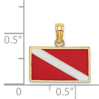 14K Dive Flag W/Red & White Enamel Charm-K7077