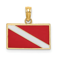 14K Dive Flag W/Red & White Enamel Charm-K7077