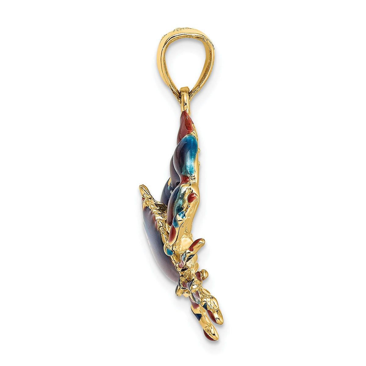 14K Blue Enamel Stone Crab Charm-K7079
