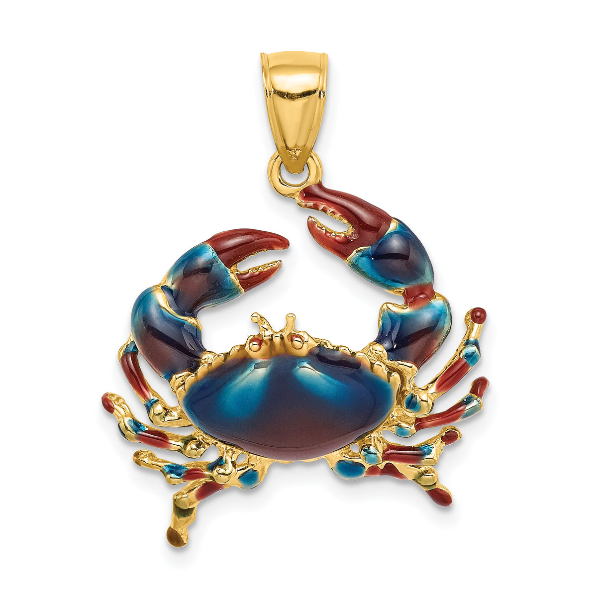 14K Blue Enamel Stone Crab Charm-K7079
