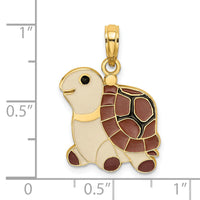 14K Brown, Tan and Black Enamel Turtle Charm-K7084