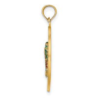 14K w/ Enamel SARASOTA Circle Palm Tree Charm-K7085