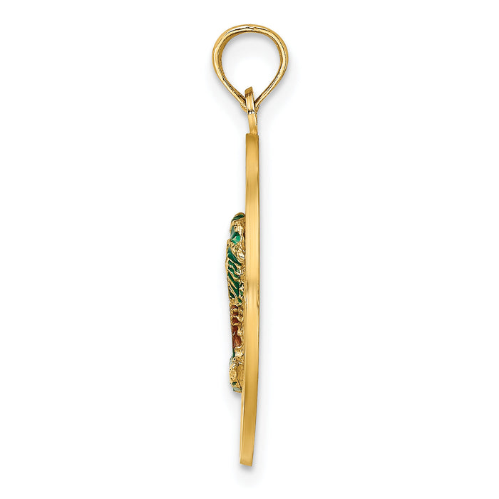 14K w/ Enamel SARASOTA Circle Palm Tree Charm-K7085