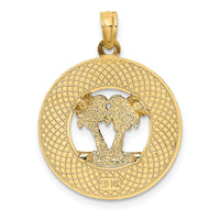 14K w/ Enamel SARASOTA Circle Palm Tree Charm-K7085