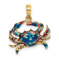 14K Blue Enamel Crab Charm-K7088
