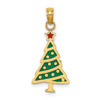 14K Enamel Green Christmas Tree w/ Red Star Charm-K7089