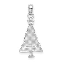 14K White Gold Enamel Green Christmas Tree w/ Red Star Charm-K7089W