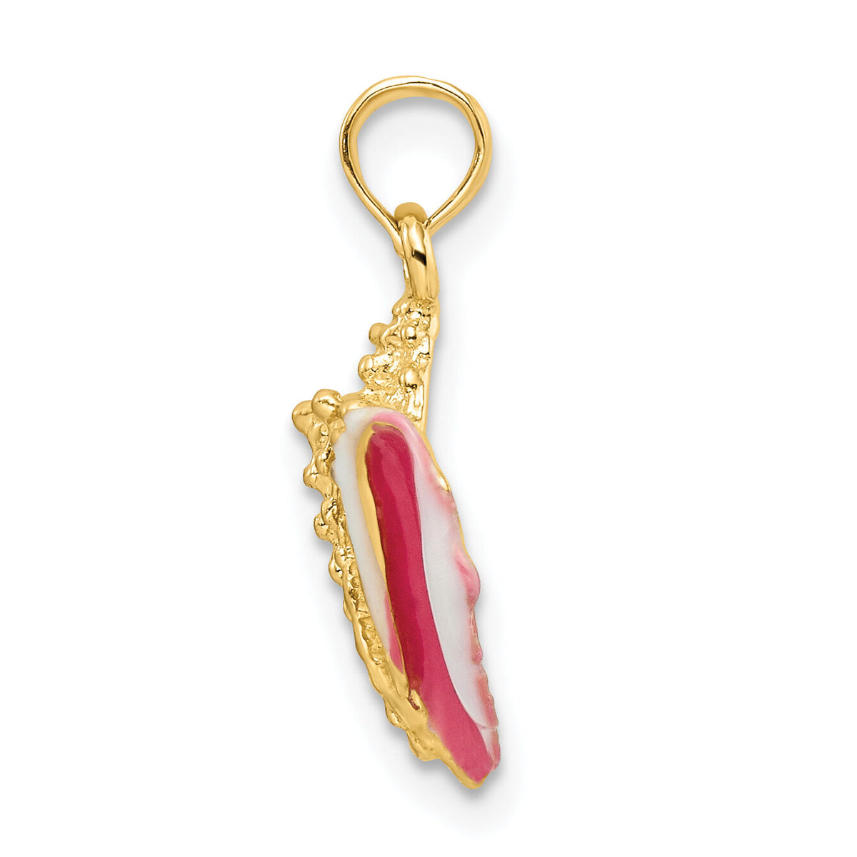 14k Textured and Enamel Conch Shell Pendant-K7092