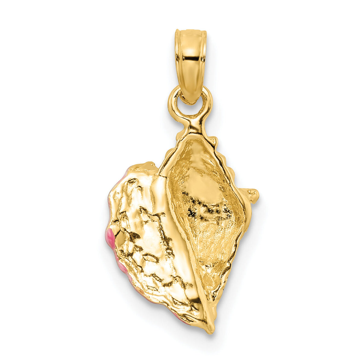 14k Textured and Enamel Conch Shell Pendant-K7092