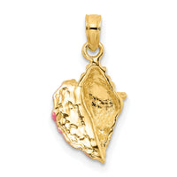 14k Textured and Enamel Conch Shell Pendant-K7092
