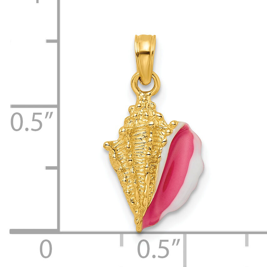 14k Textured and Enamel Conch Shell Pendant-K7092