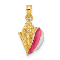 14k Textured and Enamel Conch Shell Pendant-K7092
