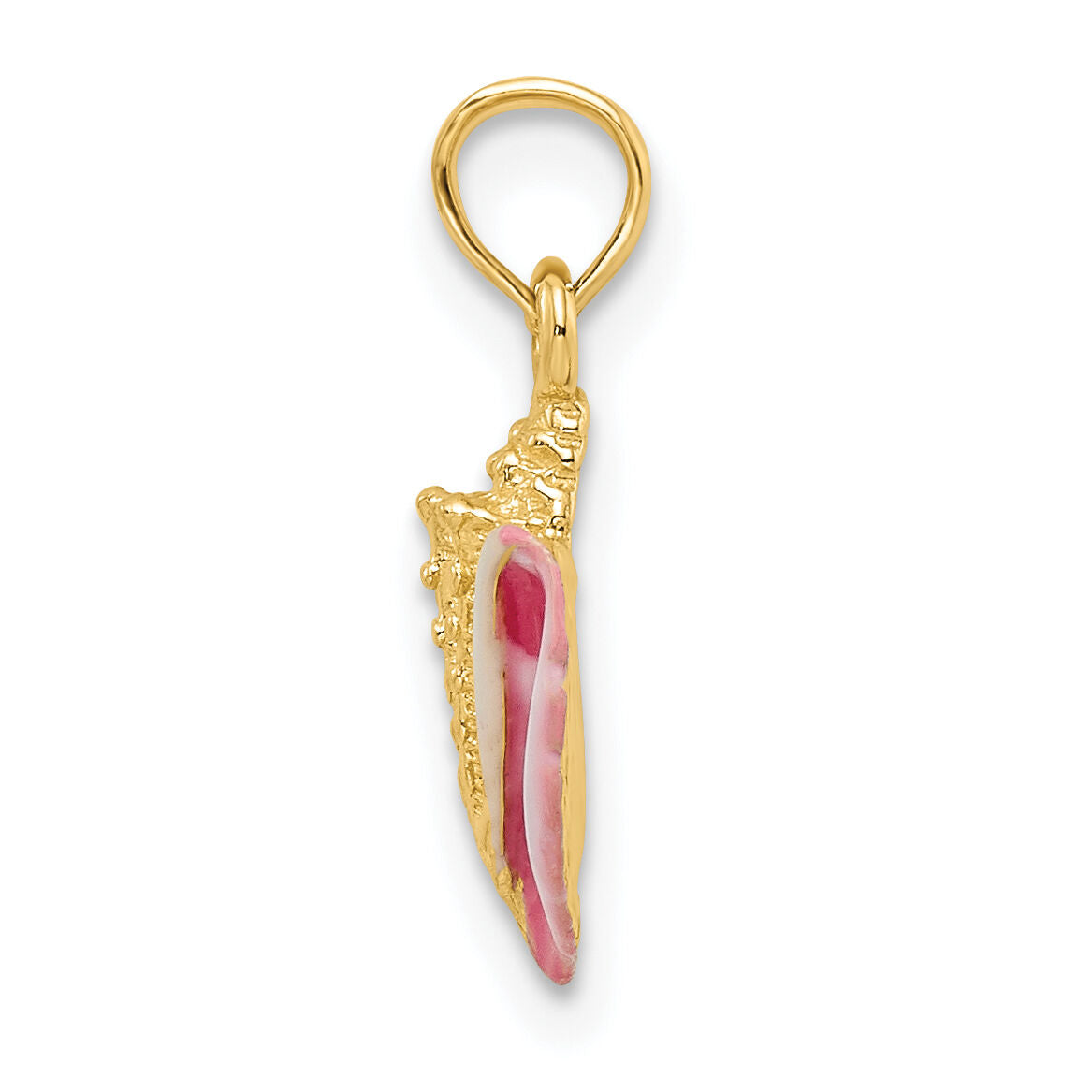 14k Textured and Enamel Conch Shell Pendant-K7093