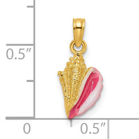 14k Textured and Enamel Conch Shell Pendant-K7093
