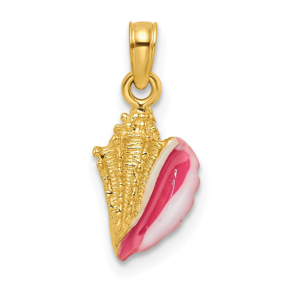 14k Textured and Enamel Conch Shell Pendant-K7093