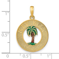 14K KEY WEST Enameled Palm Tree Circle Charm-K7096