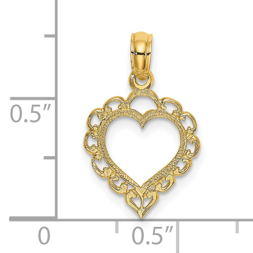 14K Heart w/ Lace Trim Charm-K7097