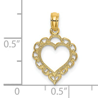 14K Heart w/ Lace Trim Charm-K7097