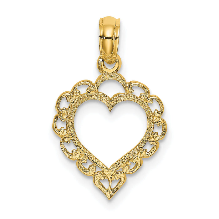 14K Heart w/ Lace Trim Charm-K7097