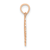14K Rose Polished Lace Border Heart Pendant-K7097R