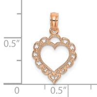 14K Rose Polished Lace Border Heart Pendant-K7097R