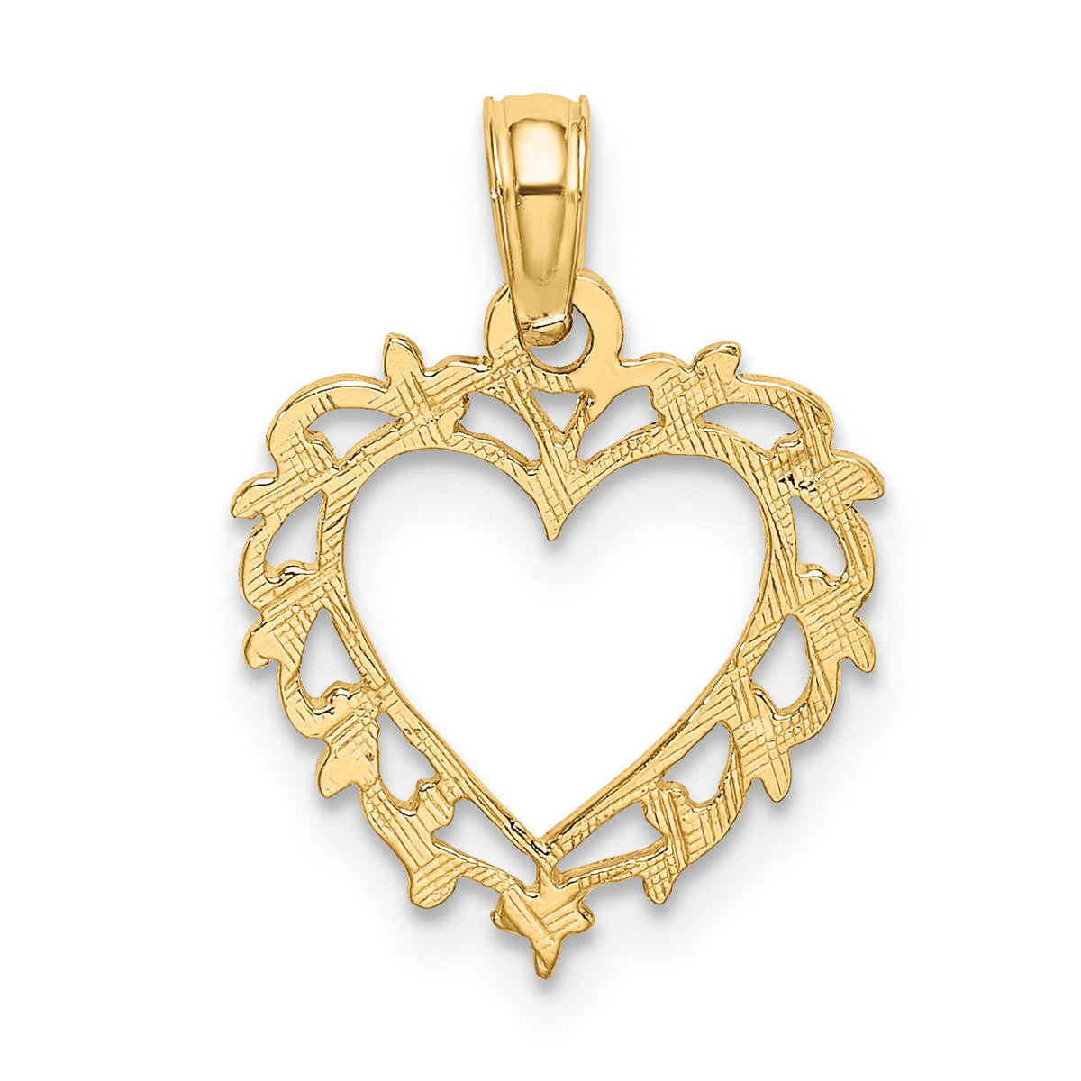 14K Heart w/ Lace Trim Charm-K7099