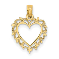 14K Heart w/ Lace Trim Charm-K7099