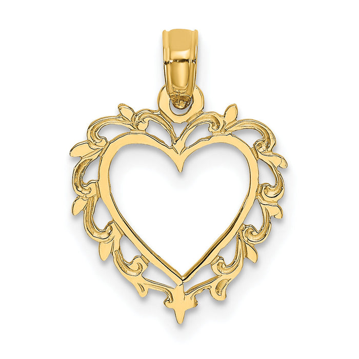 14K Heart w/ Lace Trim Charm-K7099