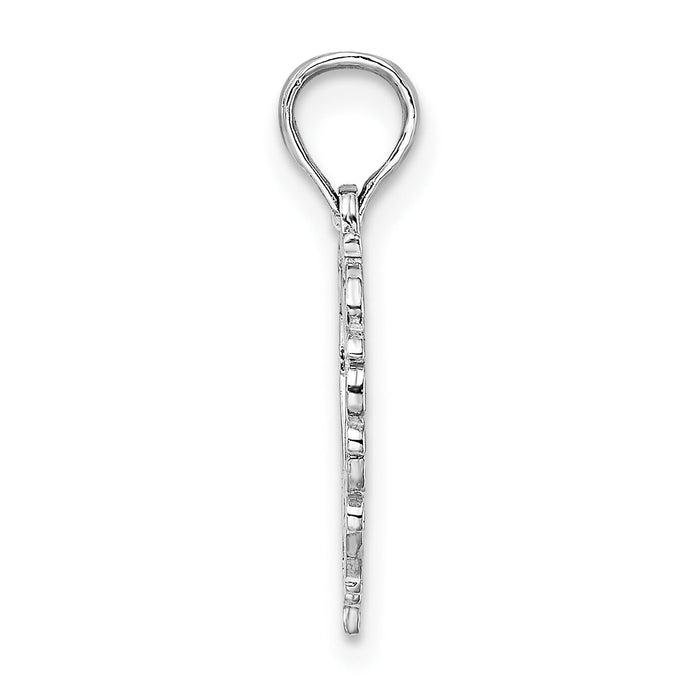 14K White Gold Heart w/ Lace Trim Charm-K7099W