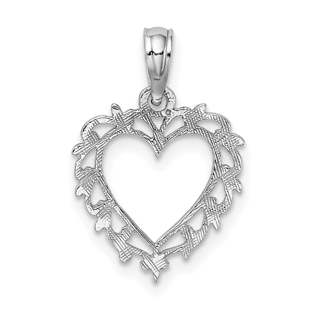 14K White Gold Heart w/ Lace Trim Charm-K7099W