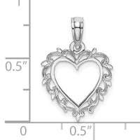 14K White Gold Heart w/ Lace Trim Charm-K7099W