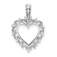 14K White Gold Heart w/ Lace Trim Charm-K7099W