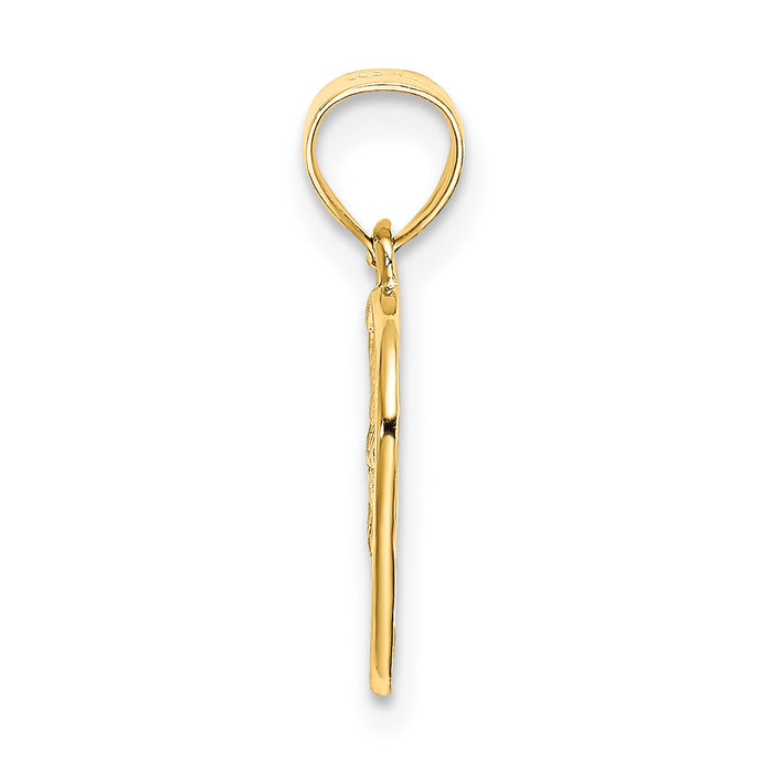 14K Cut-Out and Textured Woven Heart Charm-K7101