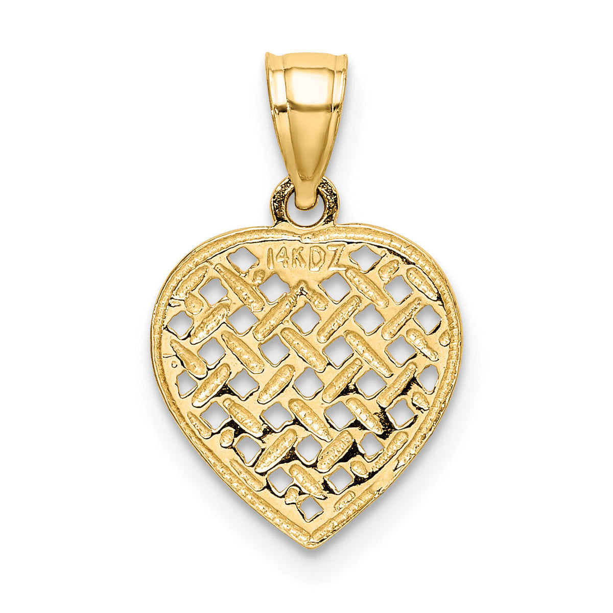14K Cut-Out and Textured Woven Heart Charm-K7101