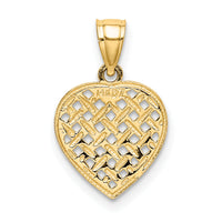 14K Cut-Out and Textured Woven Heart Charm-K7101