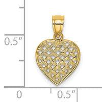 14K Cut-Out and Textured Woven Heart Charm-K7101