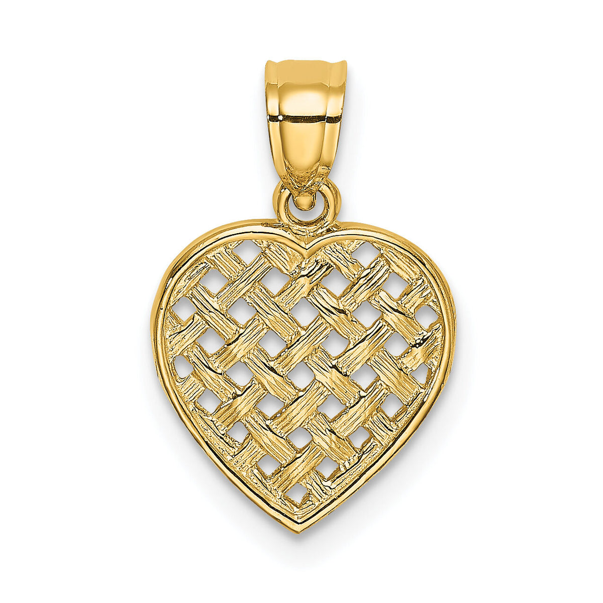 14K Cut-Out and Textured Woven Heart Charm-K7101