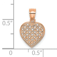 14K Rose Polished Cut-Out and Textured Woven Heart Charm-K7101R