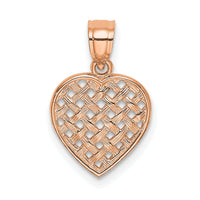 14K Rose Polished Cut-Out and Textured Woven Heart Charm-K7101R