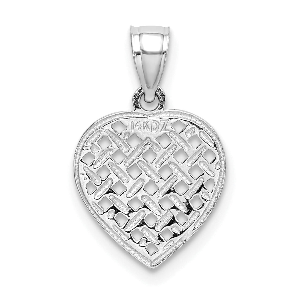 14K White Gold Cut-Out and Textured Woven Heart Charm-K7101W