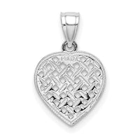 14K White Gold Cut-Out and Textured Woven Heart Charm-K7101W