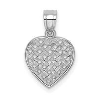 14K White Gold Cut-Out and Textured Woven Heart Charm-K7101W