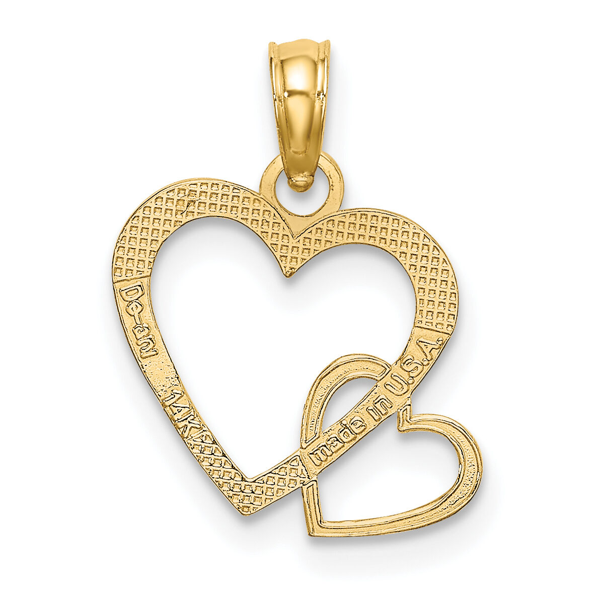 14K Flat Two Hearts Intertwined Charm-K7102