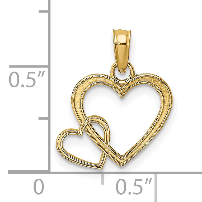 14K Flat Two Hearts Intertwined Charm-K7102