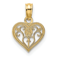 14K Polished Filigree Heart Pendant-K7103