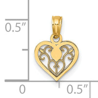 14K Polished Filigree Heart Pendant-K7103