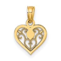14K Polished Filigree Heart Pendant-K7103
