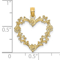 14K Cut-Out Floral Heart Charm-K7107