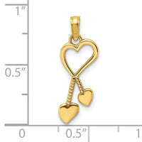 14K Polished Heart w/ Double Heart Tassle Charm-K7114